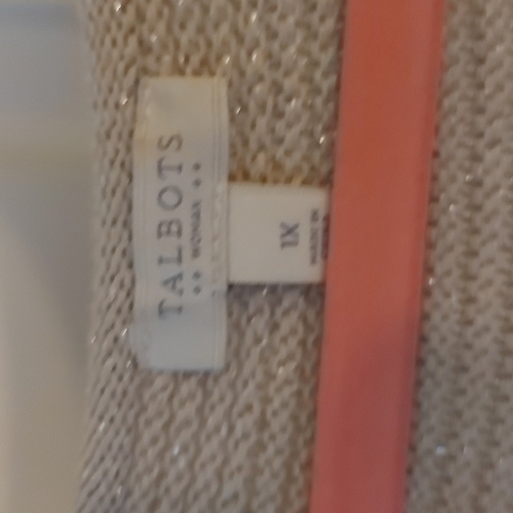 Talbots tunic beige and silver sweater - Picture 2 of 6